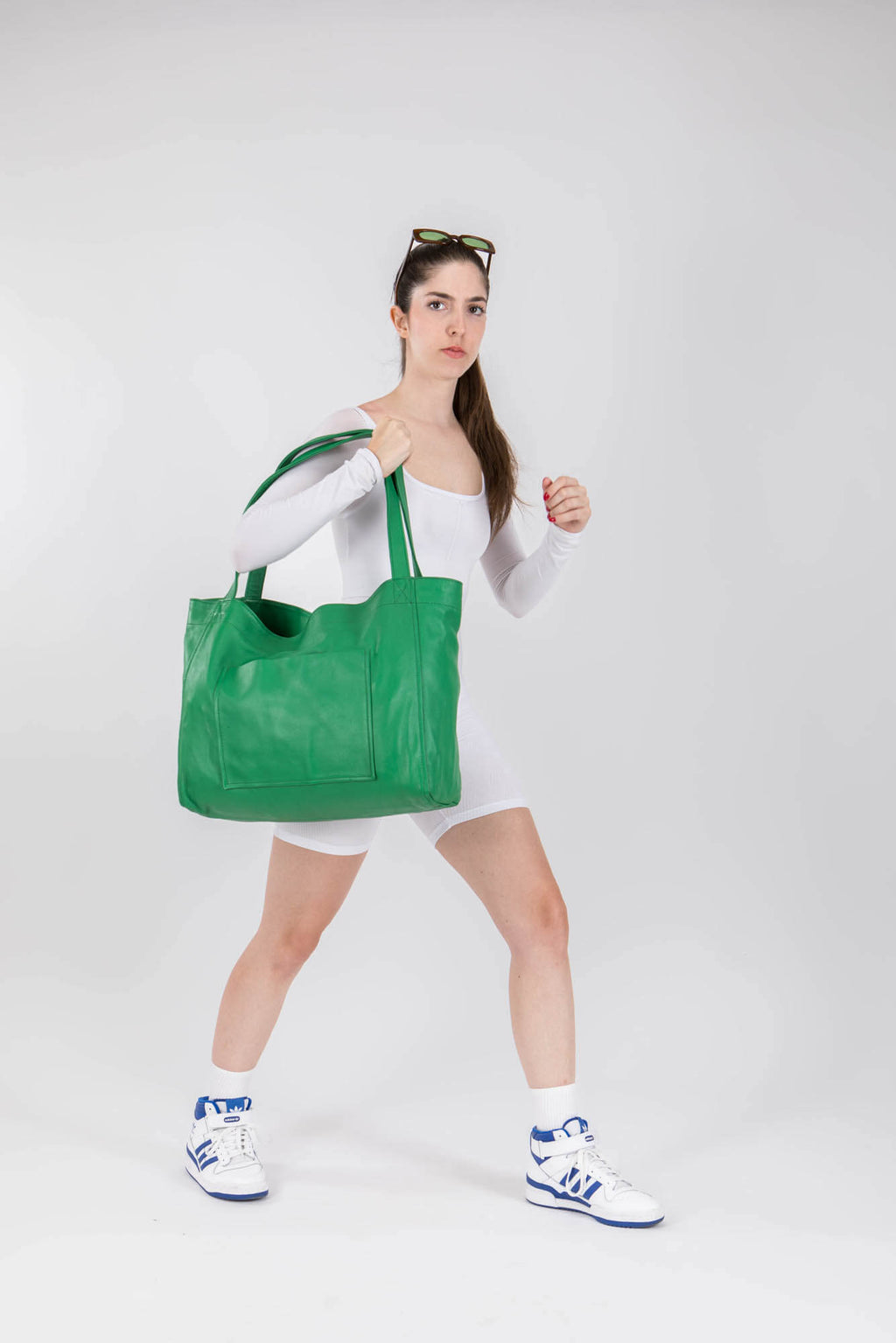 Soft Leather Maxi Tote Green