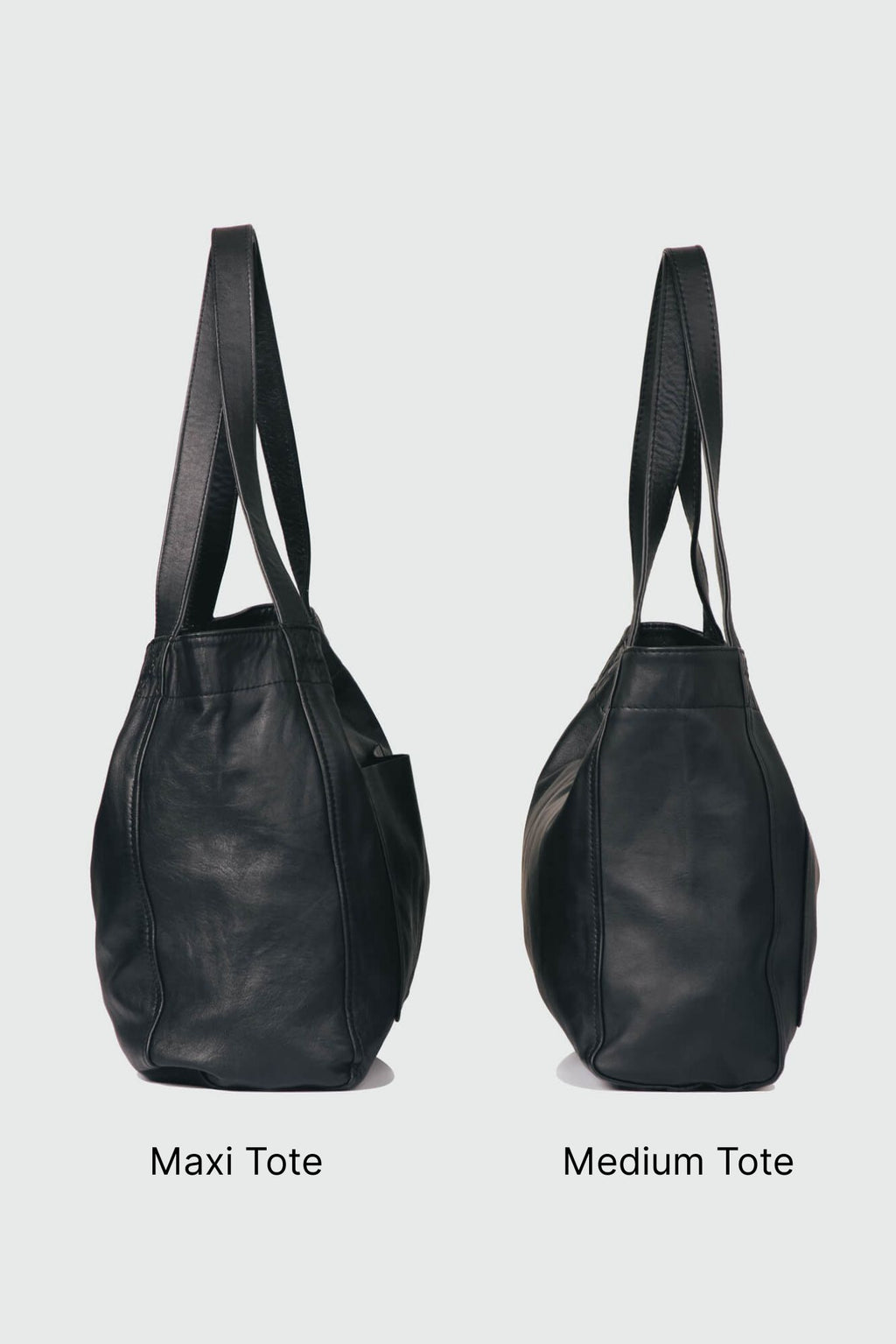Soft Leather Maxi Tote Black