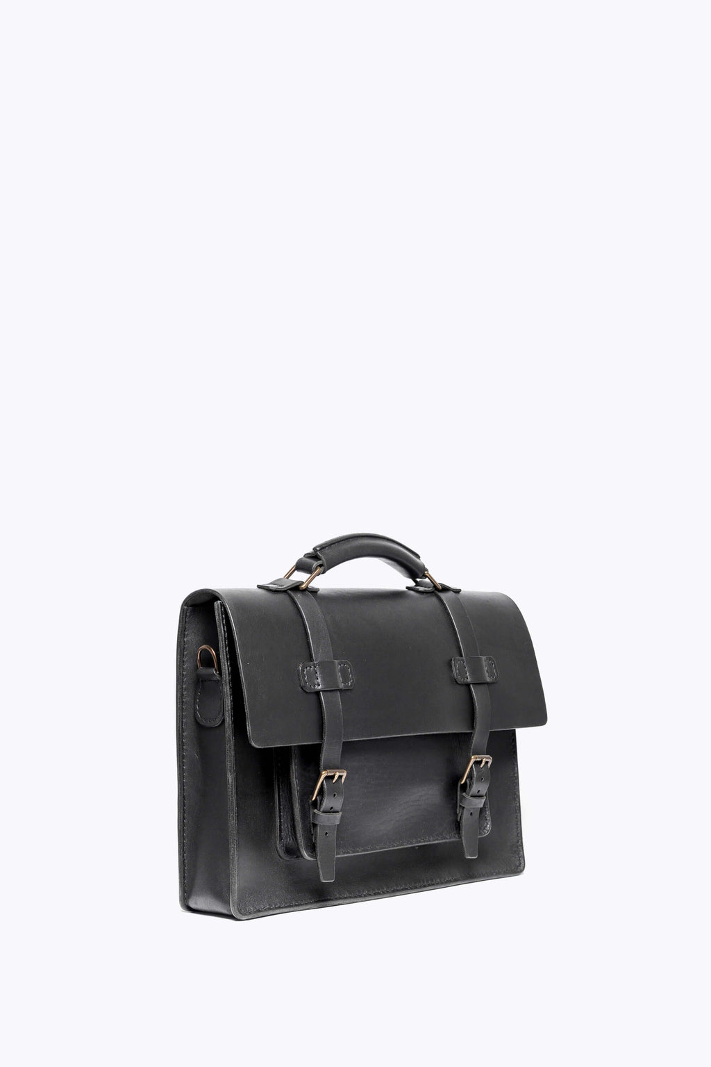 BennyBee Leather Messenger Bag 15" Black