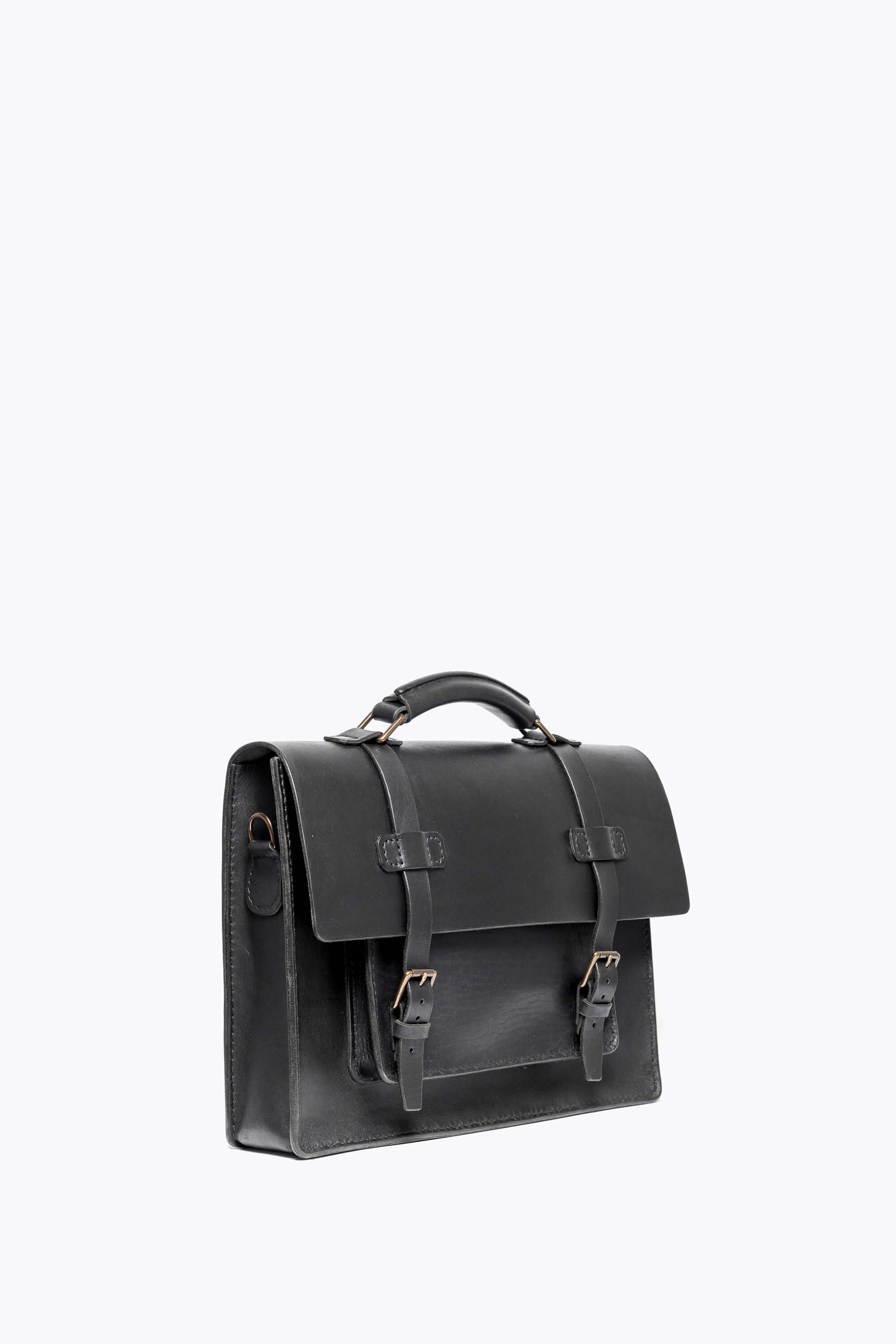 BennyBee Leather Messenger Bag 15" Black