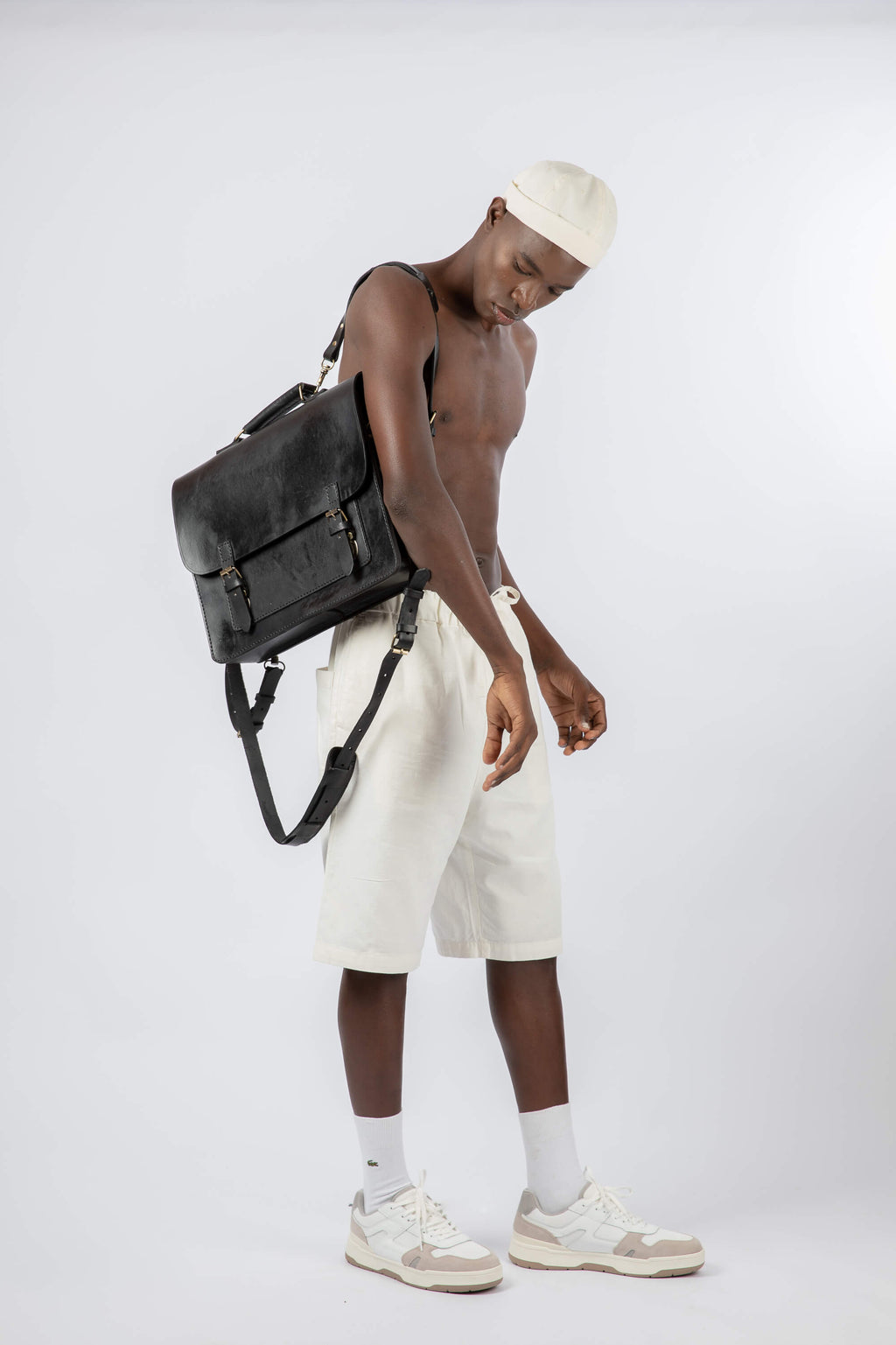 Leather Backpack Straps for Messenger Bag Black