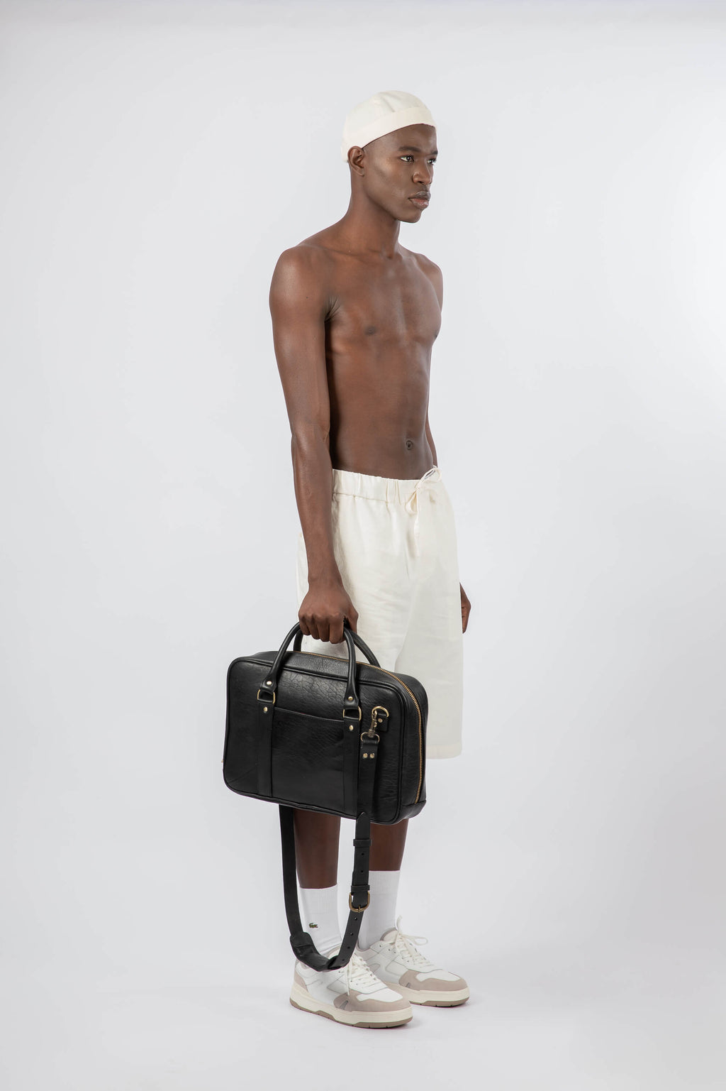 Slim Leather Laptop Bag Black