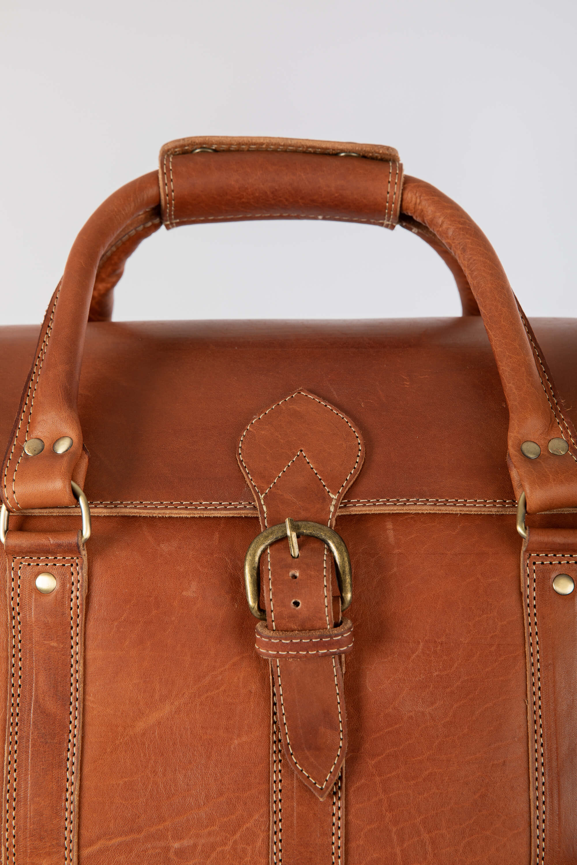 Leather Medium Duffle Bag Black